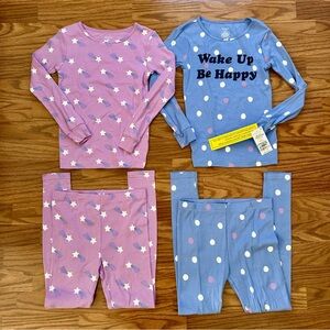 Carter’s 4pc 100% Cotton Pajamas Set Girls 8 8A Long Sleeve Pants Purple NWT!